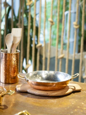 BAKIR TAVA ÇİFT KULPLU MODERN MODEL BAKIR RENK 20 CM