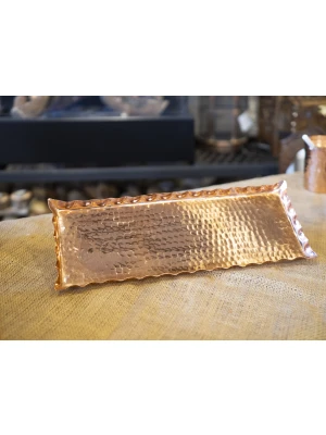 BAKIR TEPSİ DALGALI BATON MODEL PARLAK BAKIR RENK