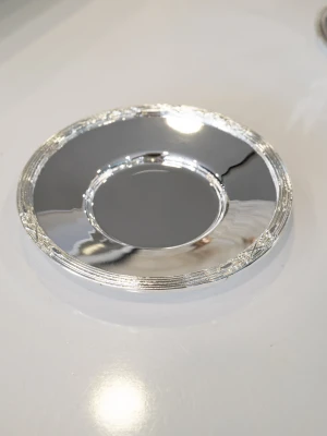 GÜMÜŞ KAPLAMA ÇAY TABAĞI BAŞAK BORDÜRLÜ MODEL ( 6 Adet)