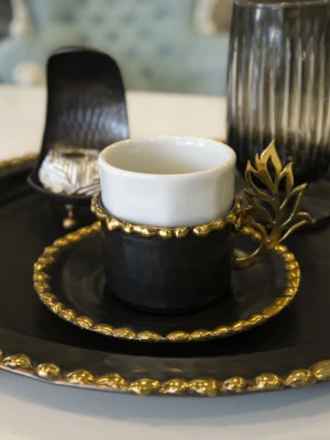 Bakır Fincan Pirinç Eritme Detaylı Buğday Dekor Model