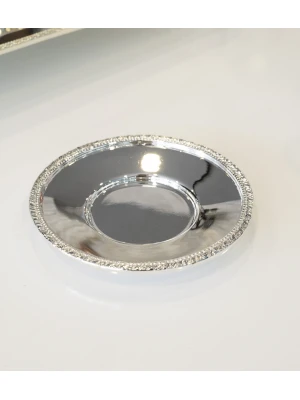 GÜMÜŞ KAPLAMA ÇAY TABAĞI İNGİLİZ BORDÜRLÜ MODEL ( 6 ADET)