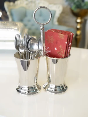 GÜMÜŞ KAPLAMA KAŞIKLIK  2 HAZNELİ