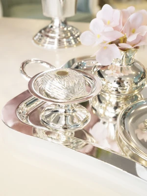 GÜMÜŞ KAPLAMA LOKUMLUK MAKARONLUK DEKORSUZ SADE MODEL DÜZ FORM (2 Adet)