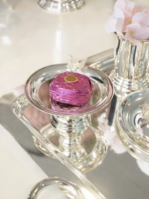 GÜMÜŞ KAPLAMA LOKUMLUK KELEBEK DETAYLI (2 Adet)