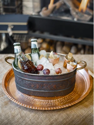 Bakır Buz kovası Desen Kakmalı Oksitli Bakır Renk