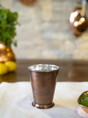 Bakır Bardak Kısa Şerbet Model Oksit Renk