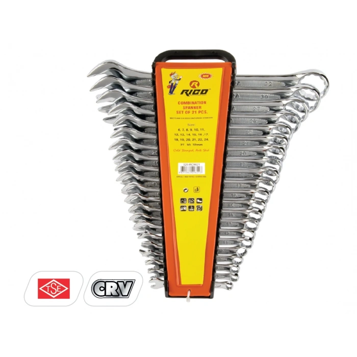 Rico 21 Parça Ekstra Kombine Anahtar Seti 6-32 mm – Profesyonel Cr-V Kombine Anahtar Takımı RC9621