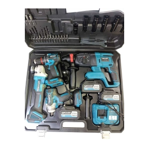 4Lü Profesyonel Şarjlı Set |Akülü Matkap, Hilti, Spiral, Torklu + 3 Batarya + Şarj Aleti