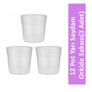 12 Pot Yarı Saydam Orkide Saksısı 3 Adet
