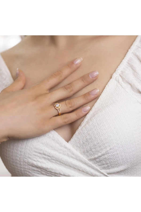 Yiğitbaşı Gold 22 Ayar Kalpli Baget Yüzük 3164