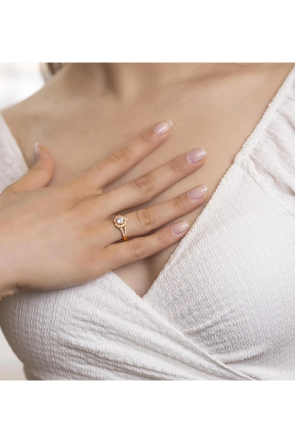 Yiğitbaşı Gold 22 Ayar Kalpli Baget Yüzük 3164