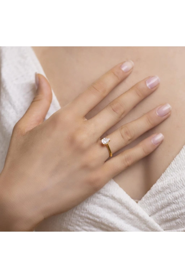 Yiğitbaşı Gold 22 Ayar Tektaş  Damla Yüzük 3229