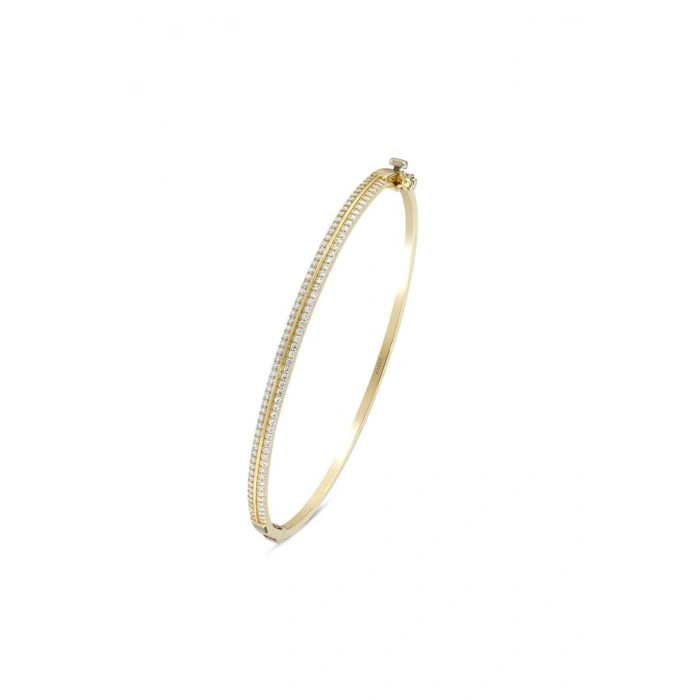 Taşlı Altın Kelepçe Bilezik - 14K - 4.74gr
