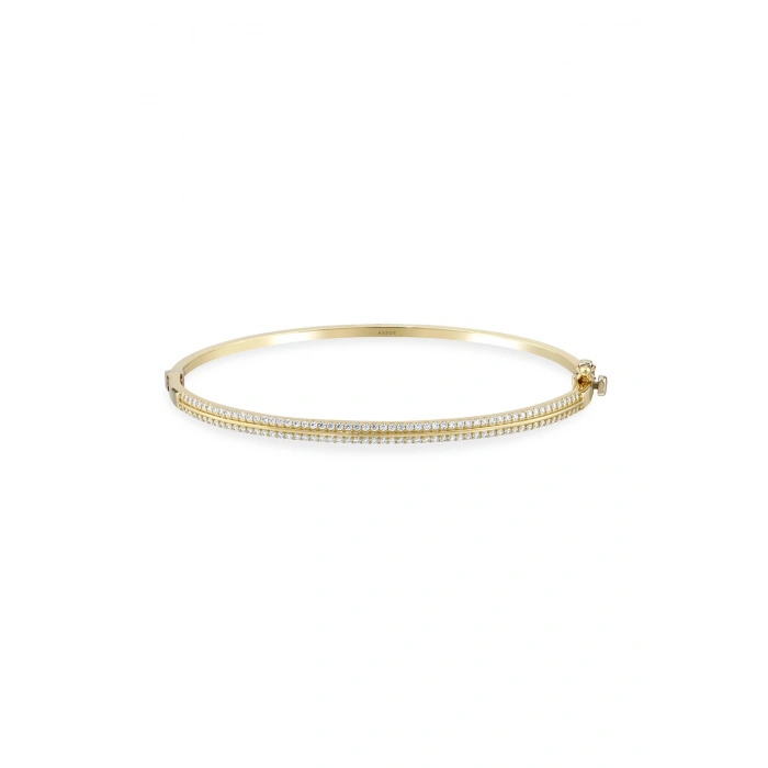 Taşlı Altın Kelepçe Bilezik - 14K - 4.74gr
