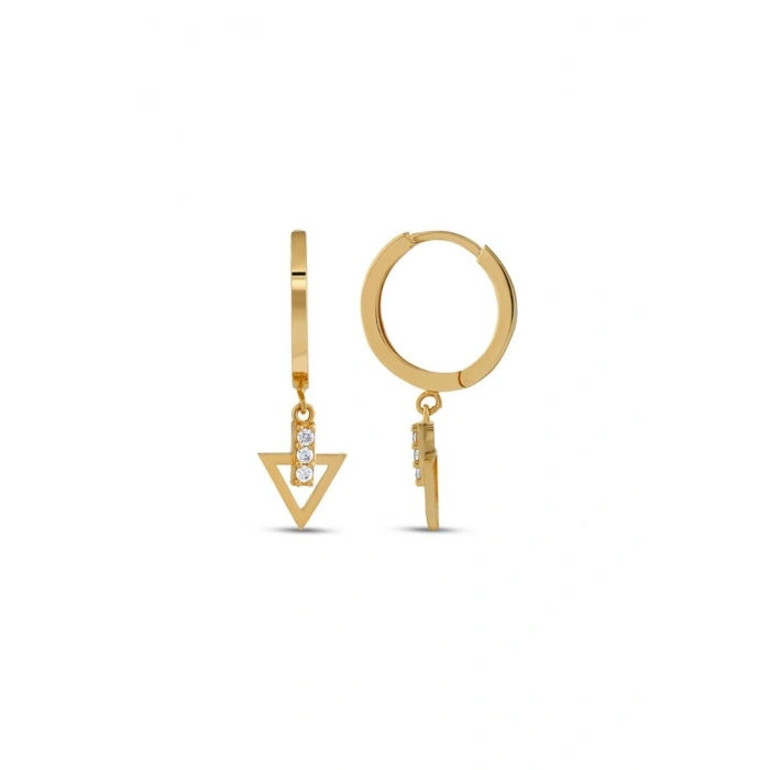 Taşlı Altın Halka Küpe - 14k - 2.24gr