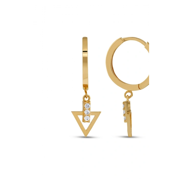 Taşlı Altın Halka Küpe - 14k - 2.24gr