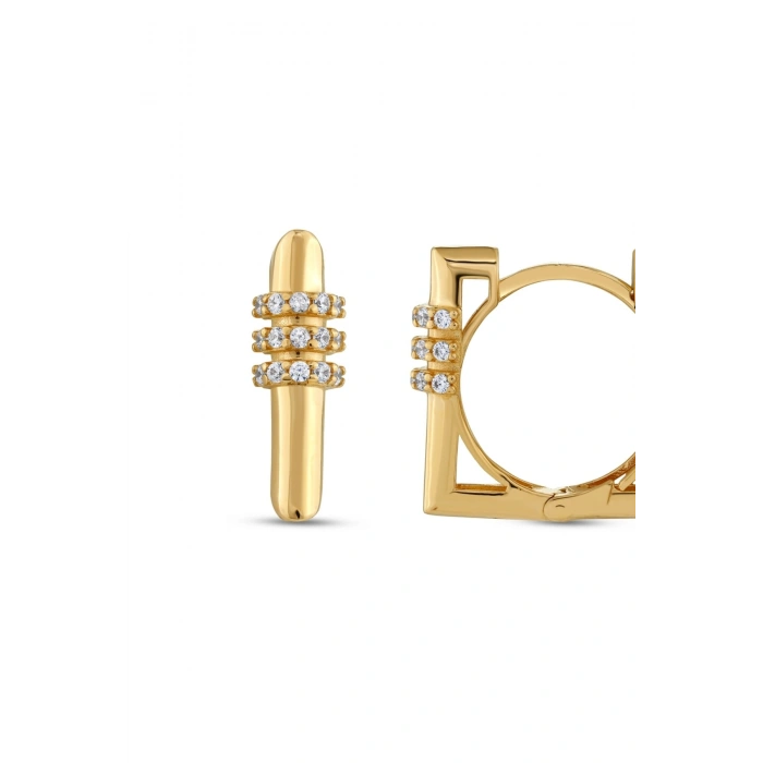 Taşlı Altın Küpe - 14k - 3.63gr