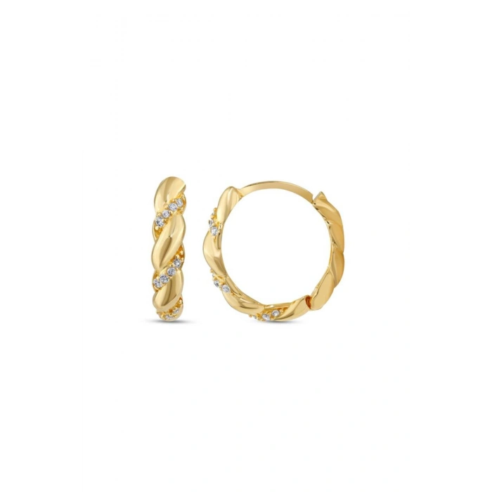 Taşlı Altın Halka Küpe - 14k - 2.24gr