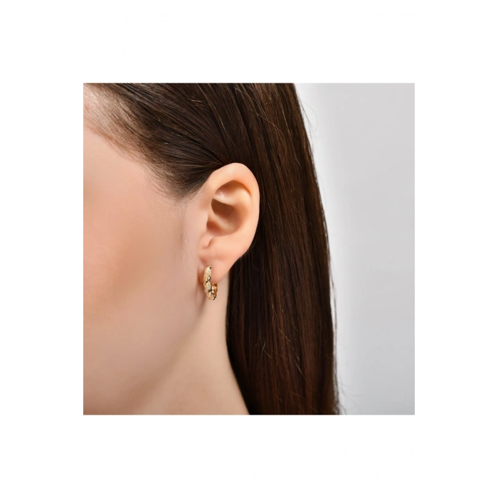 Taşlı Altın Halka Küpe - 14k - 2.24gr
