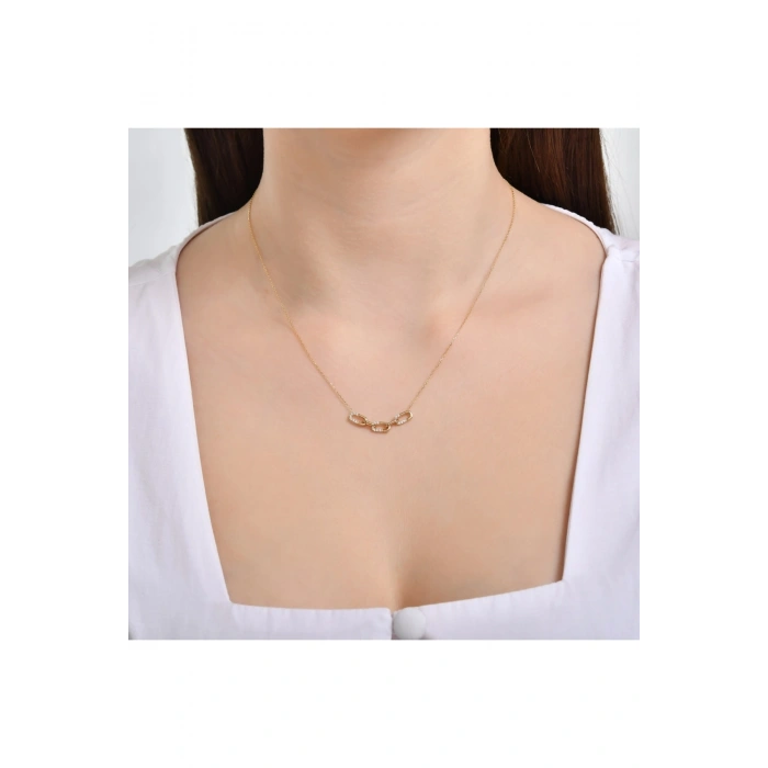 Taşlı Altın Kolye - 14k - 2.38gr