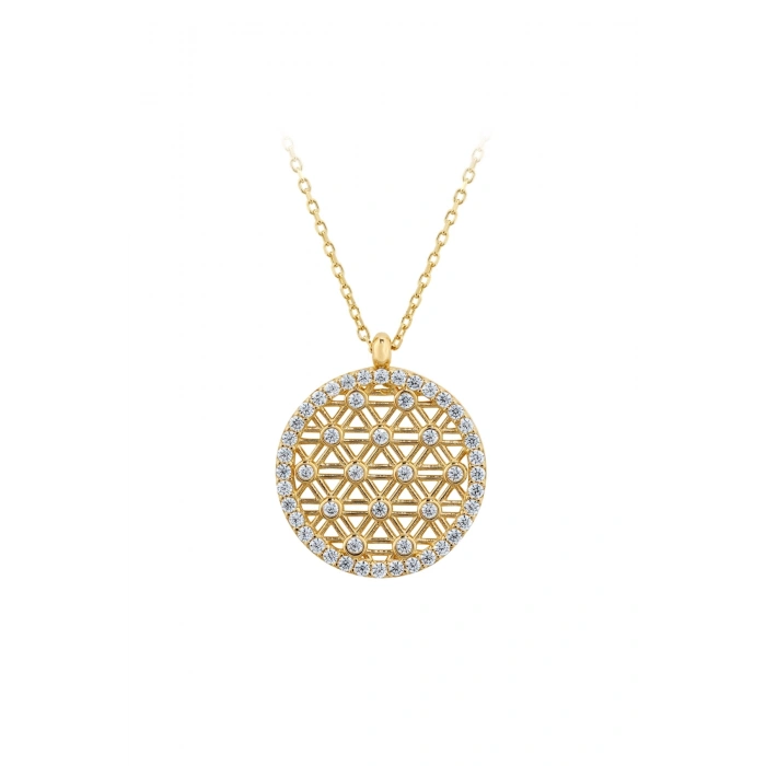 Yaşam Çiçeği Taşlı Altın Kolye - 14k - 2.12gr
