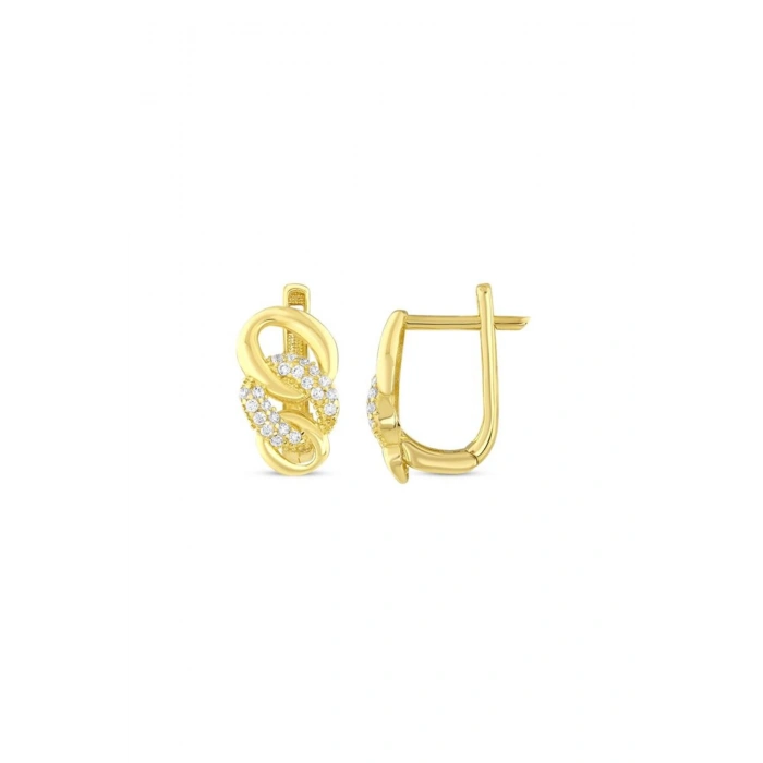 Taşlı Altın Küpe - 14k - 3.13gr
