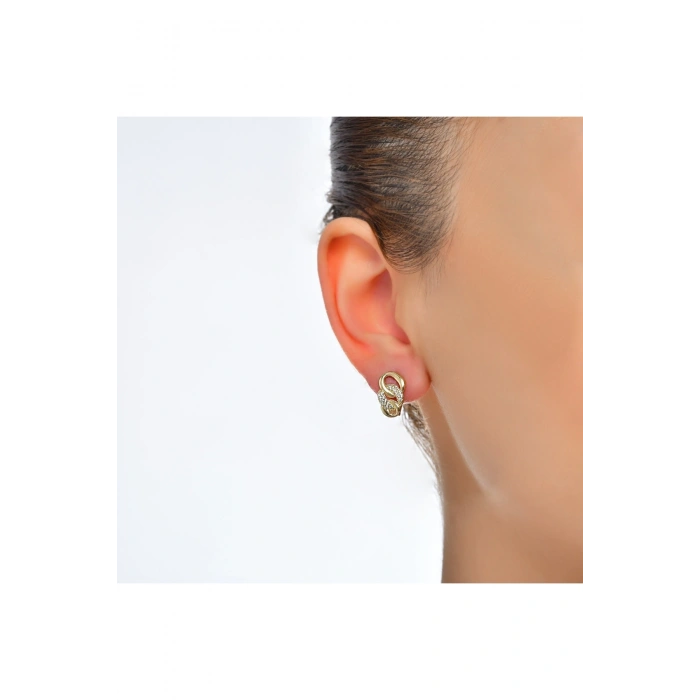 Taşlı Altın Küpe - 14k - 3.13gr
