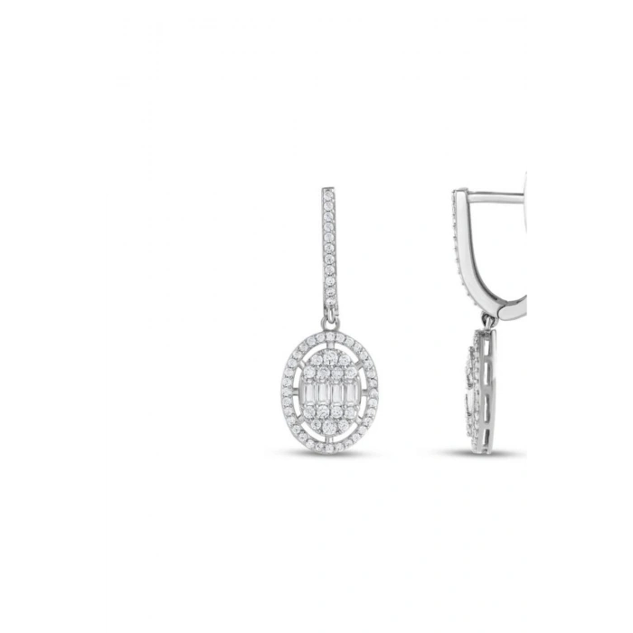 Baget Taşlı Altın Küpe - 14k - 3.87gr