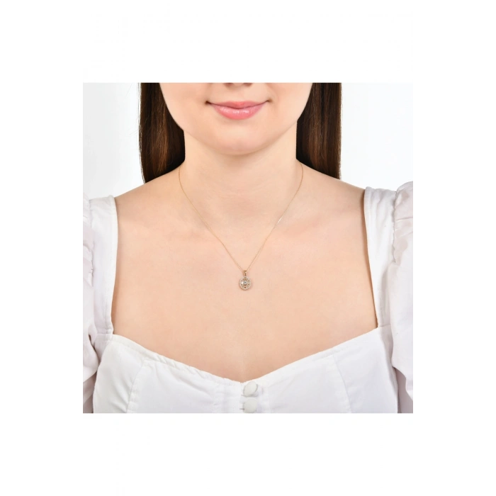 Baget Taşlı Altın Kolye - 14k - 2.17gr