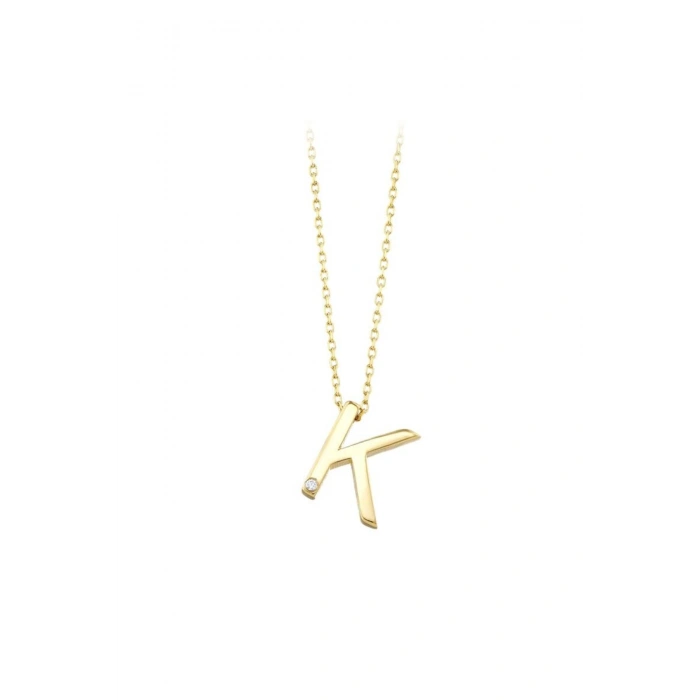 Altın K Harf Kolye - 14k - 2.06gr
