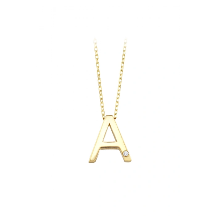 Altın A Harf Kolye - 14k - 2.02gr