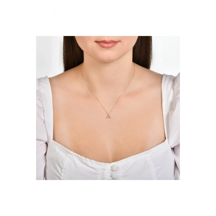 Altın A Harf Kolye - 14k - 2.02gr
