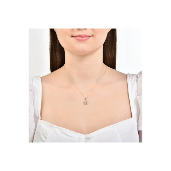Baget Taşlı Altın Kolye - 14k - 2.23gr