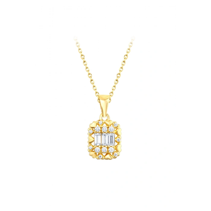 Baget Taşlı Altın Kolye - 14k - 1.82gr