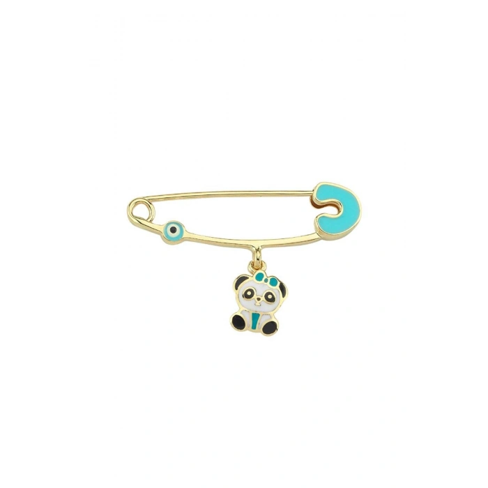Panda Figürlü Altın Bebek İğne - 14K