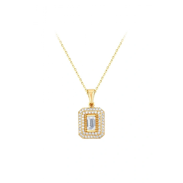 Baget Taşlı Altın Kolye - 14k - 2.03gr