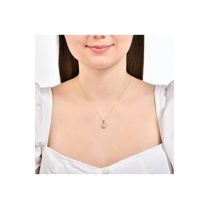 Baget Taşlı Altın Kolye - 14k - 2.03gr