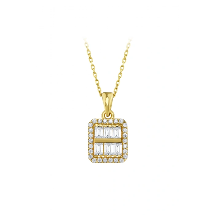 Baget Taşlı Altın Kolye - 14k - 2.55gr