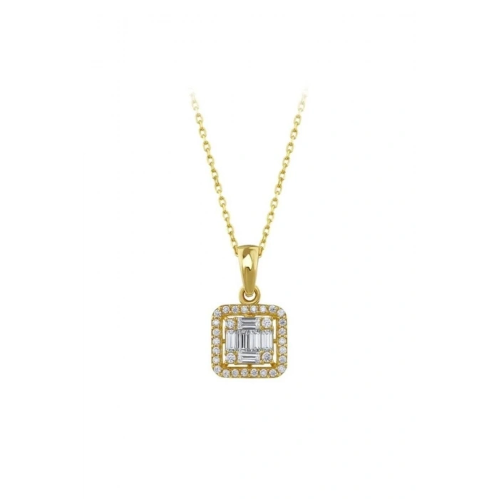 Baget Taşlı Altın Kolye - 14k - 2.26gr