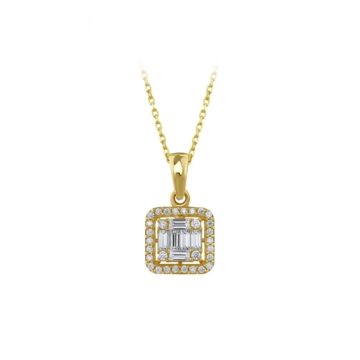 Baget Taşlı Altın Kolye - 14k - 2.26gr