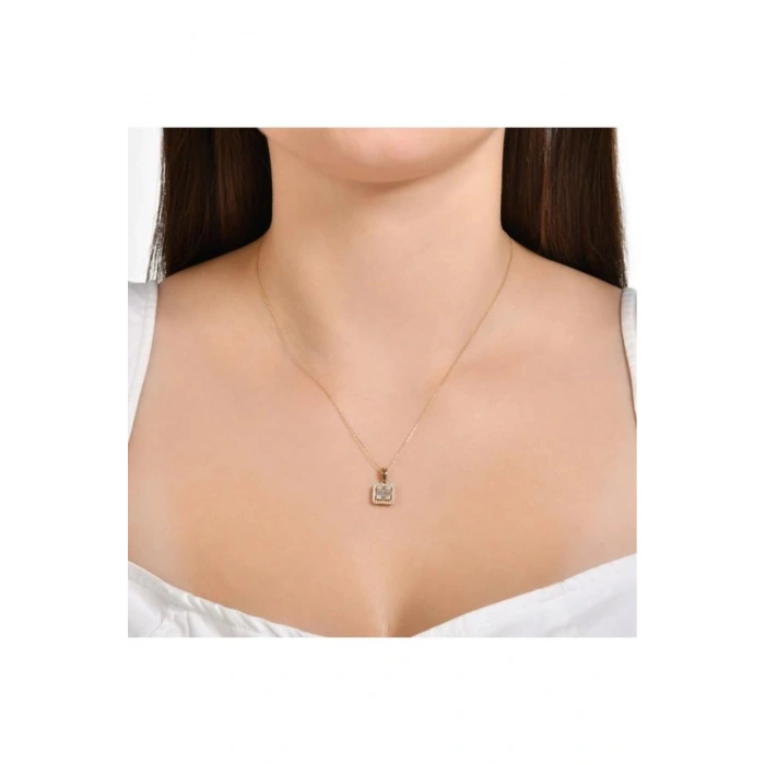 Baget Taşlı Altın Kolye - 14k - 2.26gr