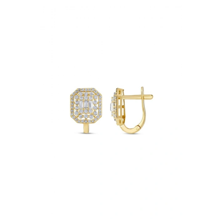 Baget Taşlı Altın Küpe - 14k - 4.18gr