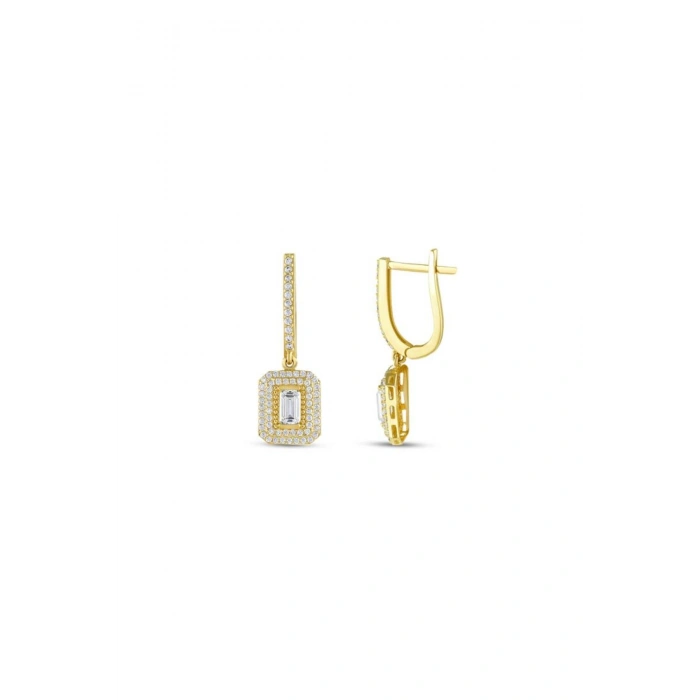 Baget Taşlı Altın Küpe - 14k - 3.34gr