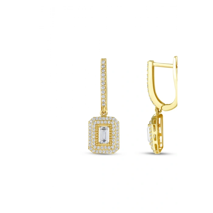 Baget Taşlı Altın Küpe - 14k - 3.34gr