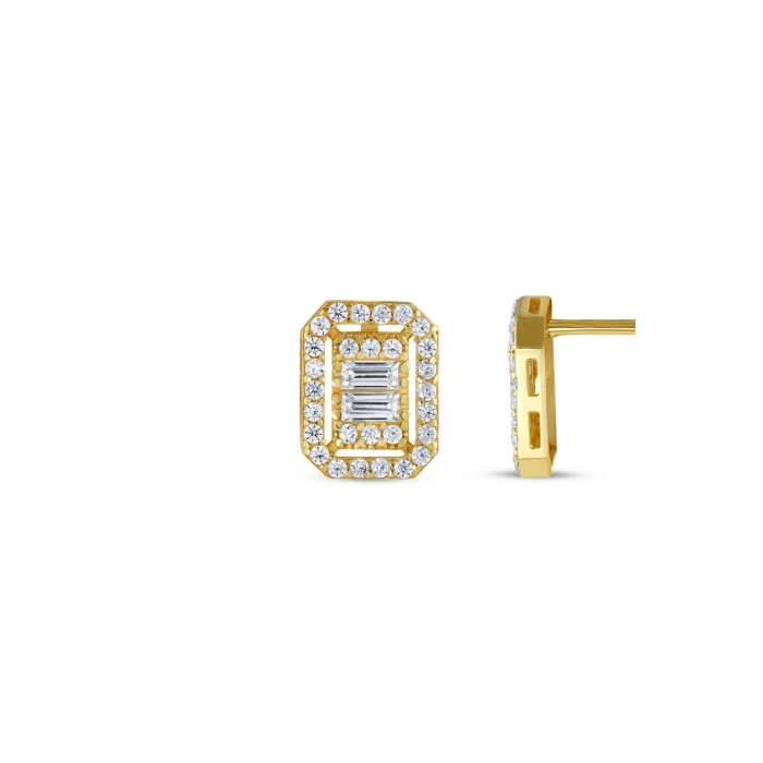 Baget Taşlı Altın Küpe - 14K - 1.52gr