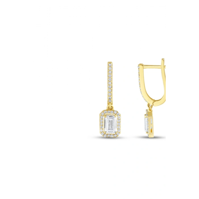 Baget Taşlı Altın Küpe - 14k - 2.98gr