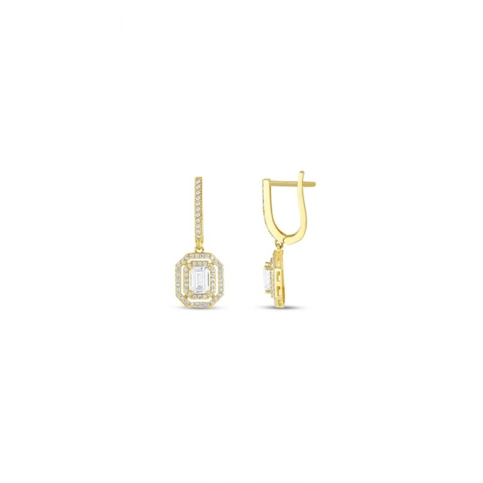 Baget Taşlı Altın Küpe - 14k - 4.00gr