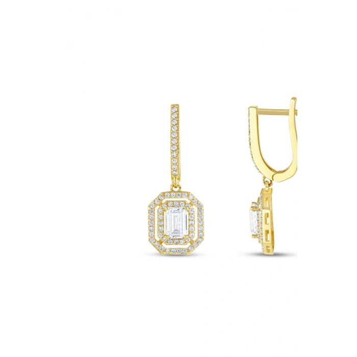 Baget Taşlı Altın Küpe - 14k - 4.00gr