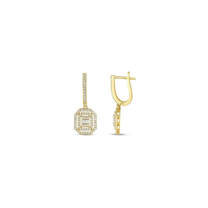 Baget Taşlı Altın Küpe - 14k - 3.50gr