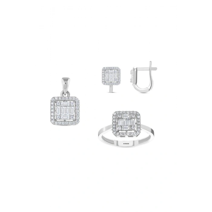 Baget Taşlı Altın Set - 14K